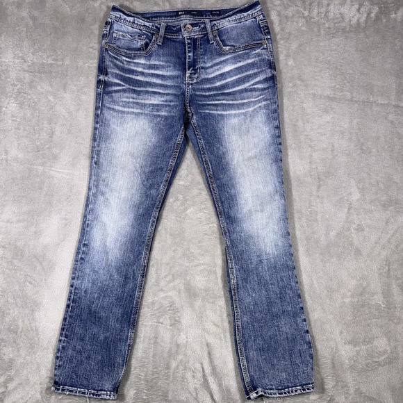 BKE Other - BKE Mason Straight Tapered Stretch Jeans Mens 33x32 (Fits 33x31) Blue Whiskered